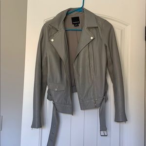 Gray leather jacket